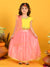 Saka Designs Emberoidered Yellow Choli & Peach Pink Lehnga With All Over Sequence Work