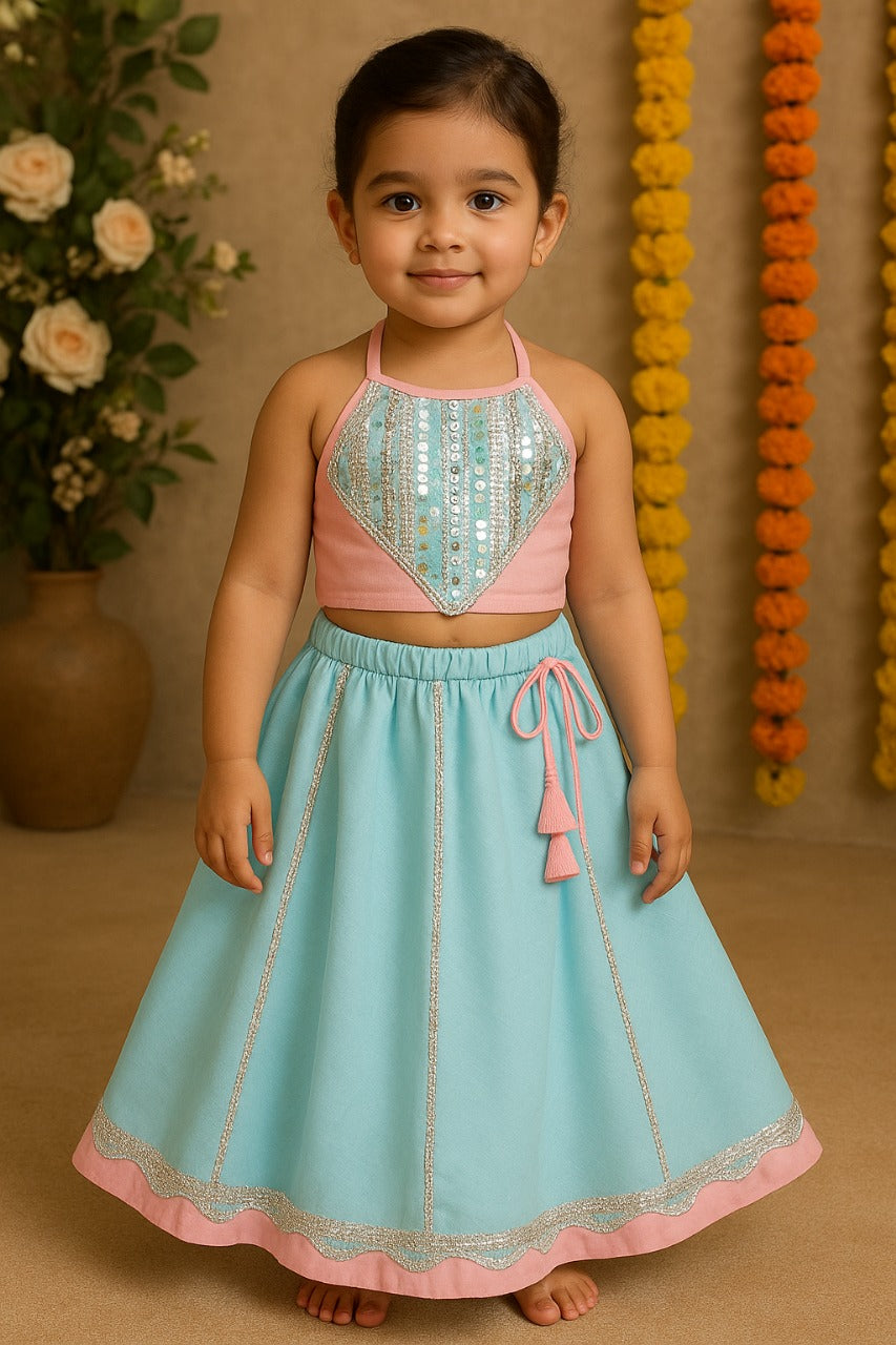 Embroidered & Mirror Wok Choli & Lehenga