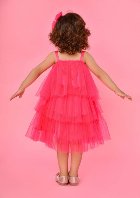 Saka Designs Magenta Girl'S Above Knee Dress