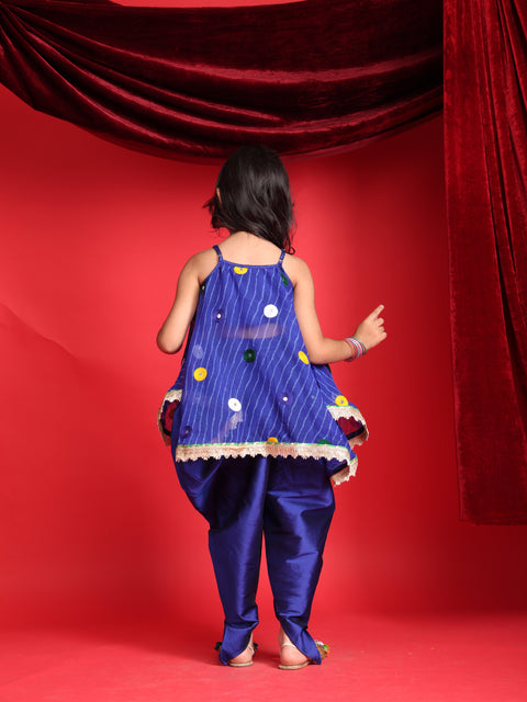 Girls Blue Patiala Suit with Mirror Work