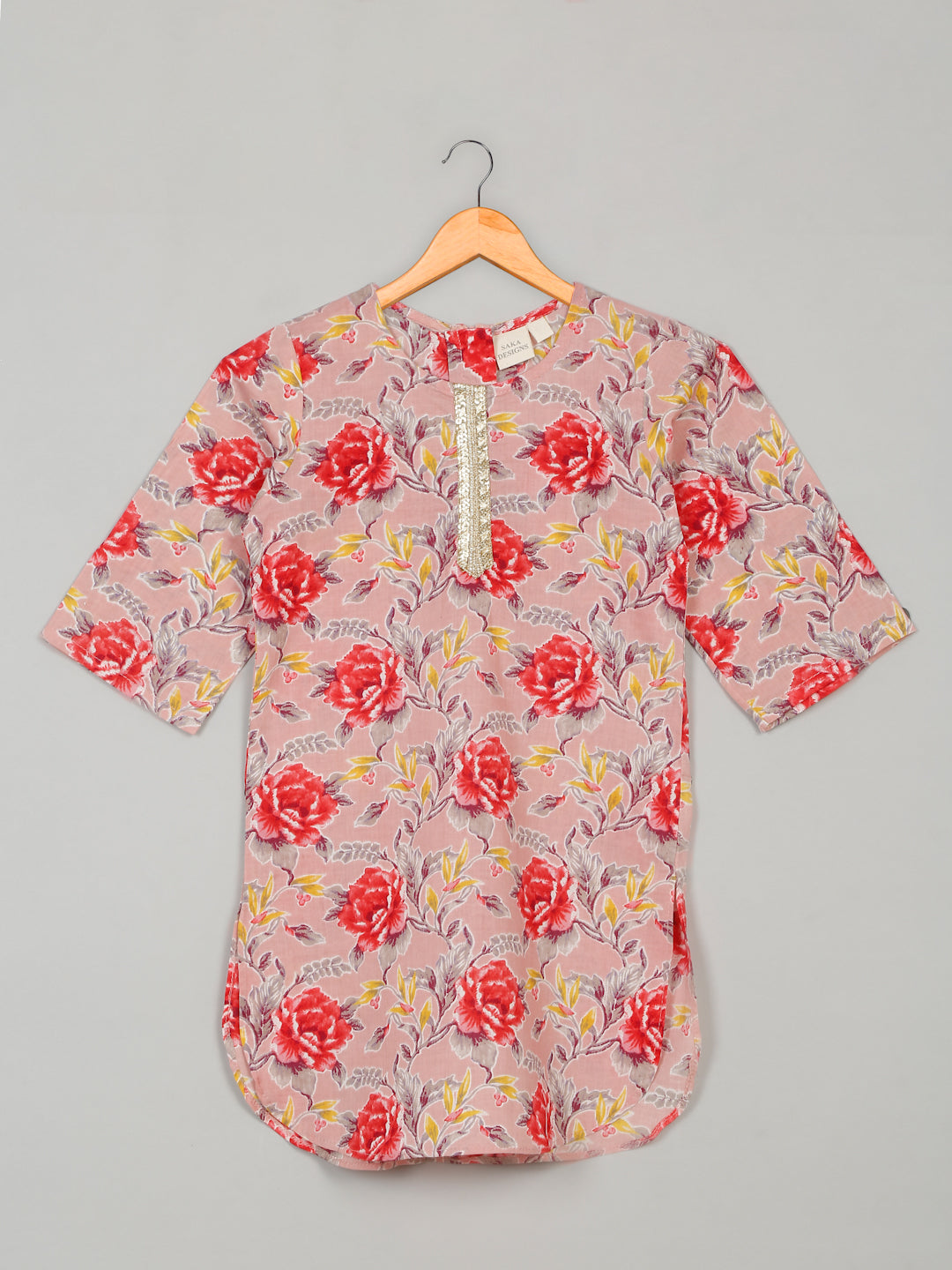 Girls Floral Printed Kurta with Dhoti