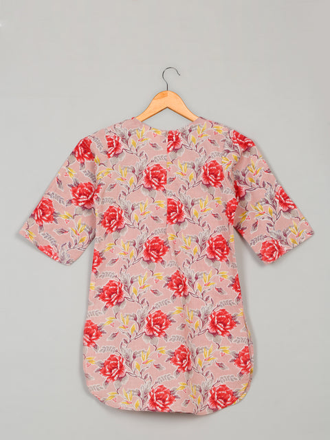 Girls Floral Printed Kurta with Dhoti