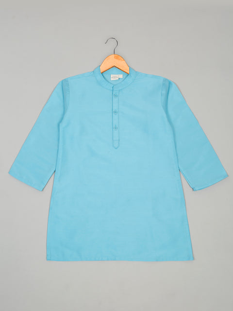 Saka Designs Full Sleeves Kurta Pajama With Embroidered Nehru Jacket – Sky Blue