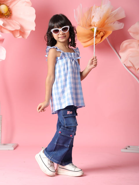 Checked Top - Blue & White