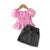 Girls Ruffle Top with Denim Skirt Set