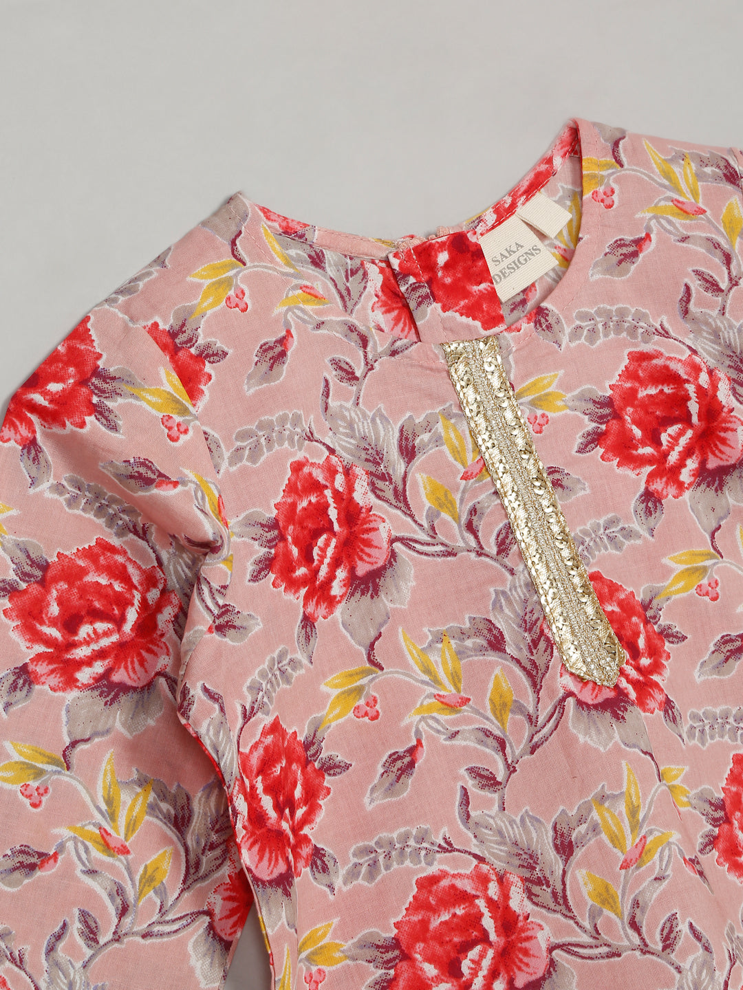 Girls Floral Printed Kurta with Dhoti