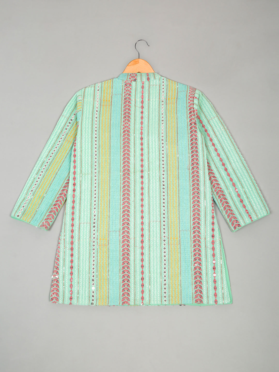 Sequence Embroidered Kurta & Pjyamas - Sea Green