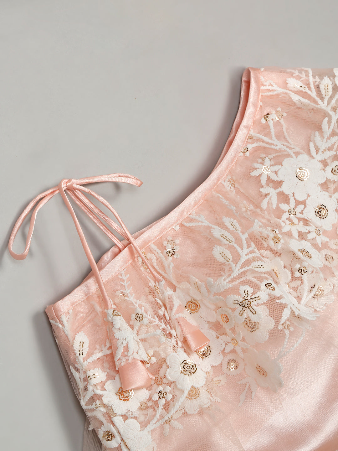 Embroidered Work Peach Lehenga Choli