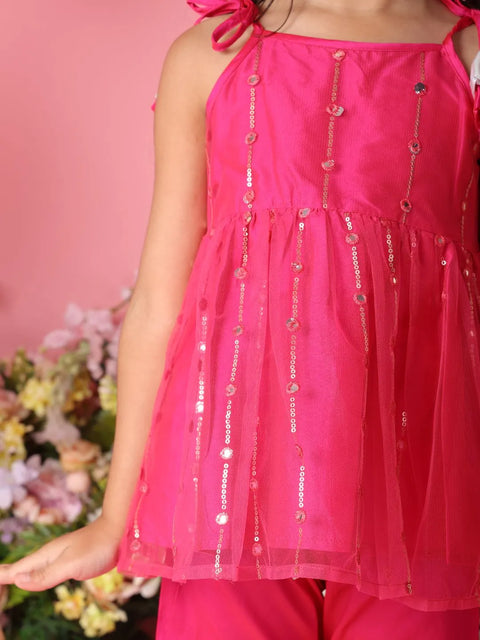 Pink dress with floral background