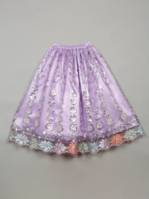 Saka Designs Ethnic Girls Embroidered Mirror work Purple Lehenga Choli