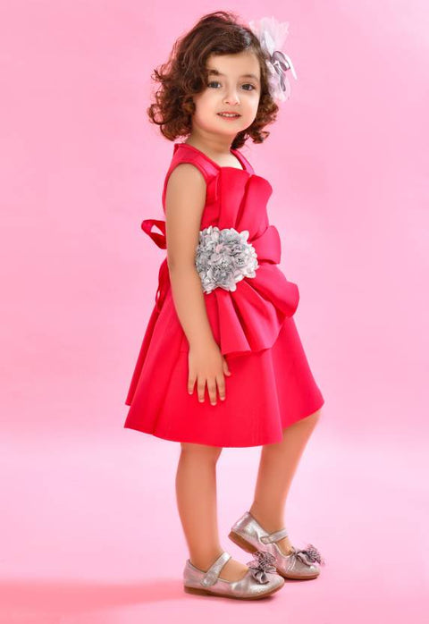 Saka Designs Fuchsia Girl's Above Knee Dress