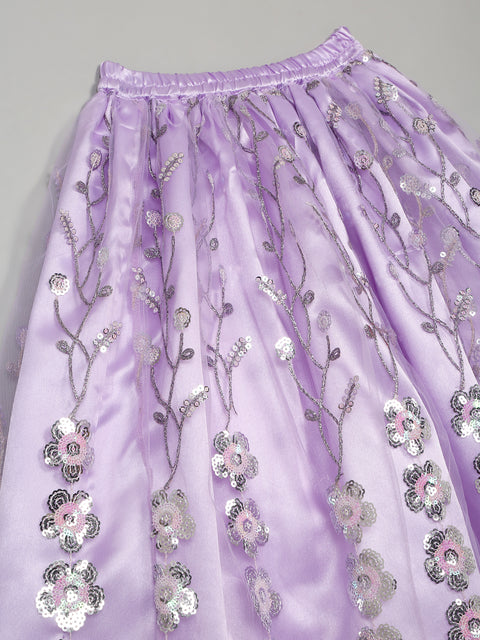 Saka Designs Ethnic Girls Embroidered Mirror work Purple Lehenga Choli