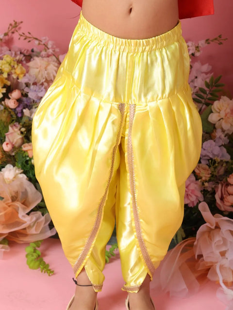 Yellow pants with a floral background