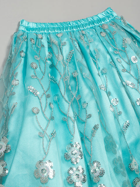 SAKA DESIGNS Girls Embroidered Sequined Ready to Wear Lehenga & Choli