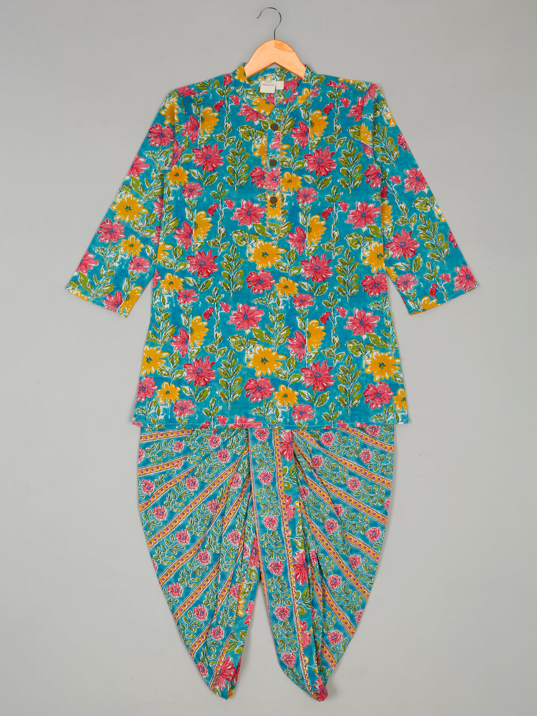 Boys Floral Printed Kurta with Dhoti