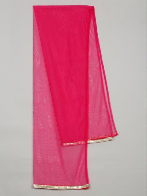 Saka Designs Woven Sleeveless Foil Print Kurta with Dhoti & Dupatta Set – White & Red