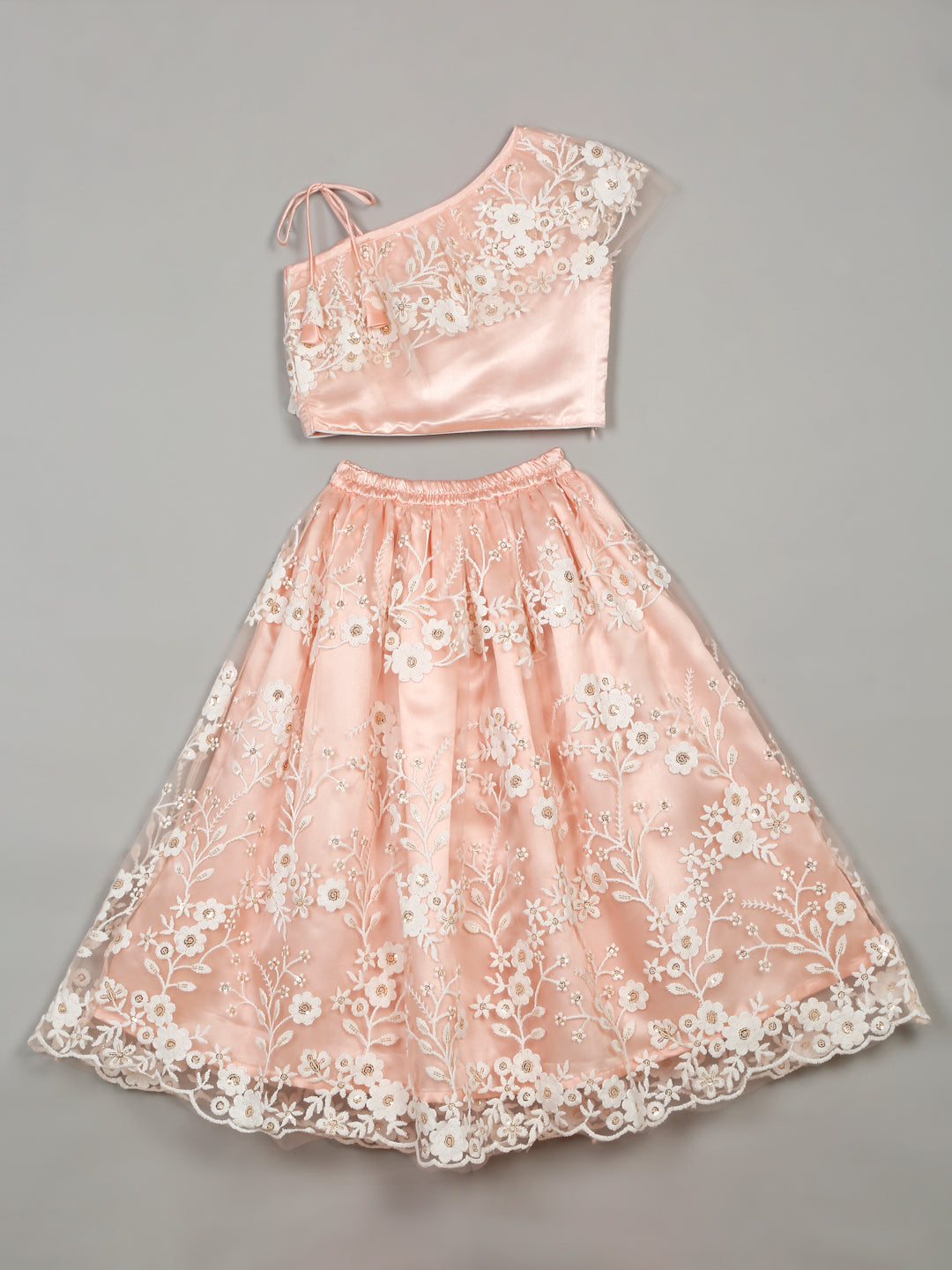 Embroidered Work Peach Lehenga Choli