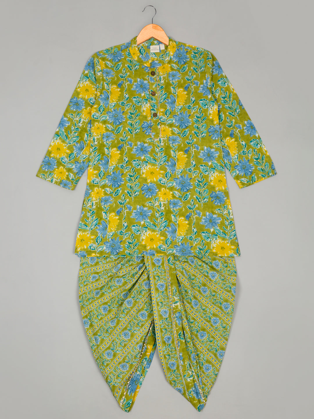 Boys Floral Printed Kurta with Dhoti