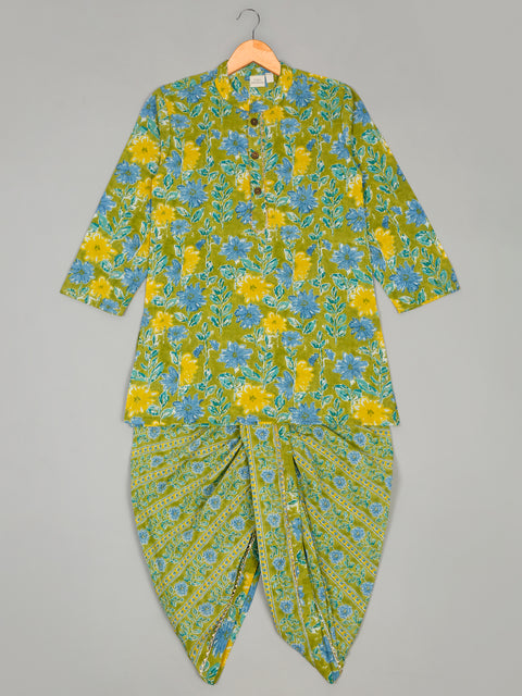 Boys Floral Printed Kurta with Dhoti
