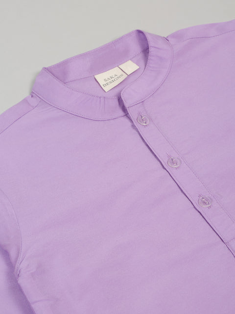 Saka Designs Full Sleeves Kurta Pajama With Embroidered Nehru Jacket – Lavender