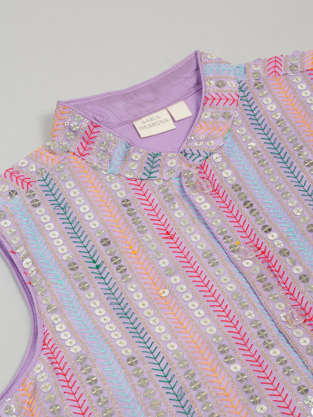 Kurta Pajama With Embroidered Nehru Jacket – Lavender