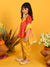 Saka Designs Girl Red Cotton Top With Mustard Dhoti