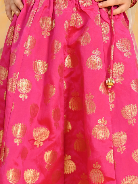 Saka Designs Magenta Jacquard Lehenga Choli With Gold Border
