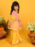 Saka Designs Girl Peach Floral Kurta With Yellow Sharara And Dupatta