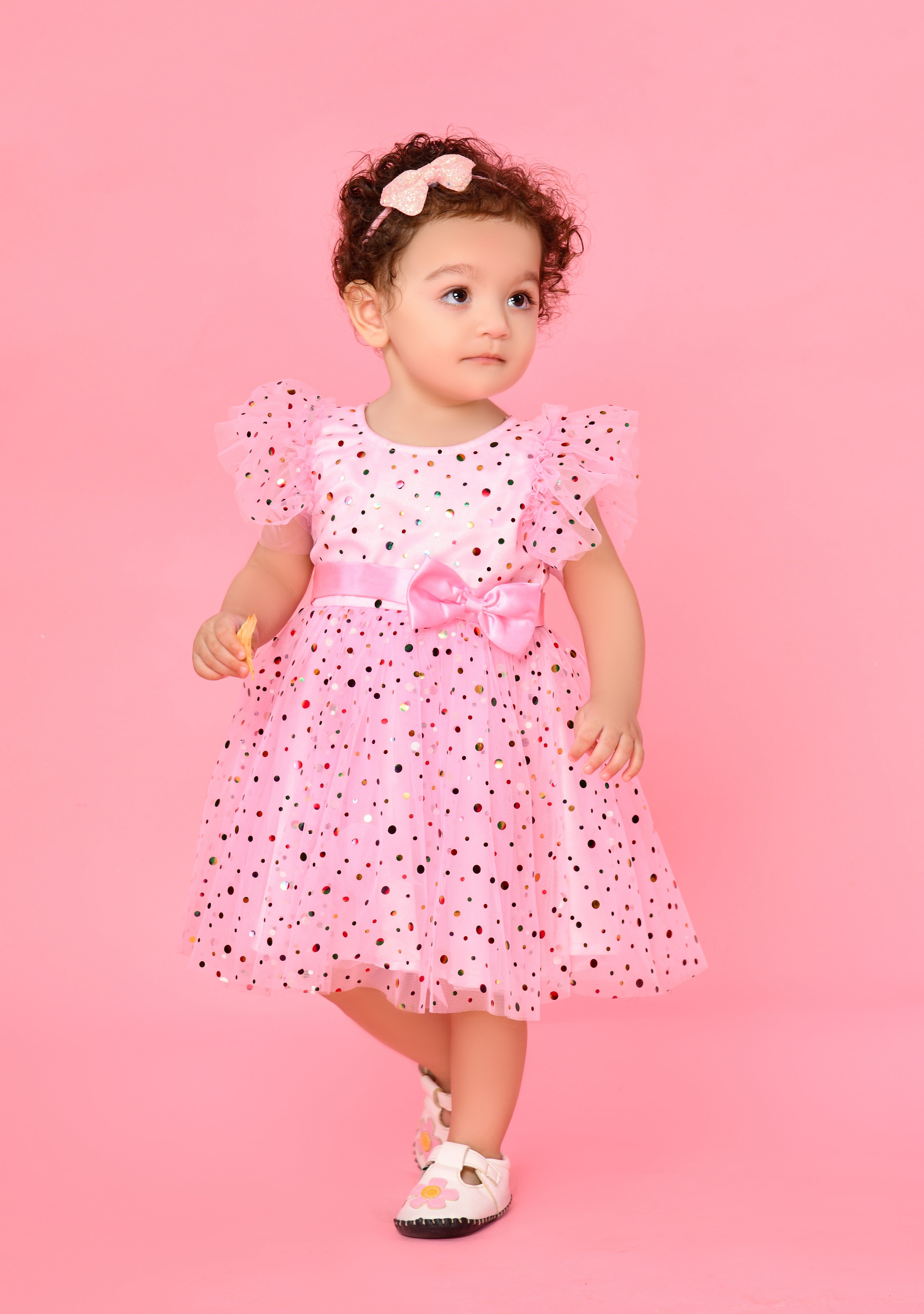 Saka Designs Pink Girl's Above Knee Dress