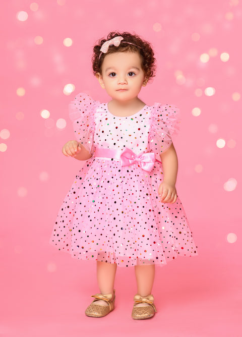 Saka Designs Pink Girl's Above Knee Dress