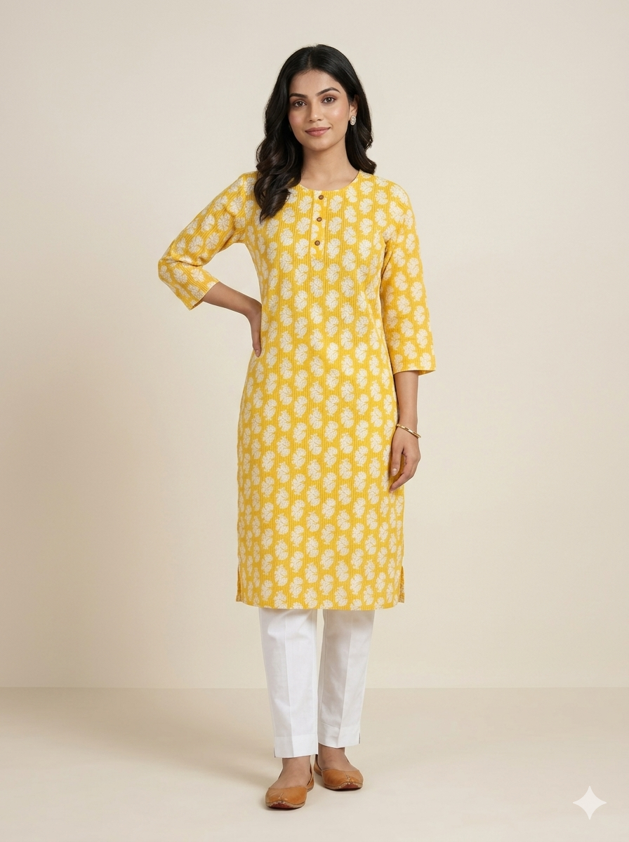 Women Printed 3/4th sleeves 100% cotton Kurti