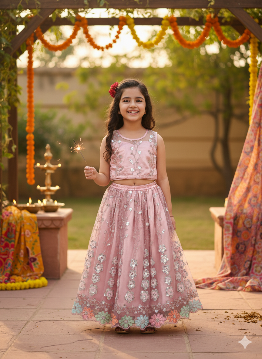 Embroidered work Lehenga Choli - Peach