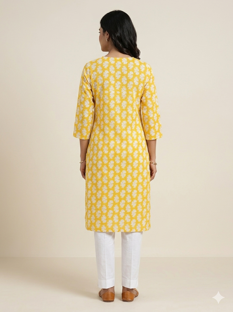Women Printed 3/4th sleeves 100% cotton Kurti