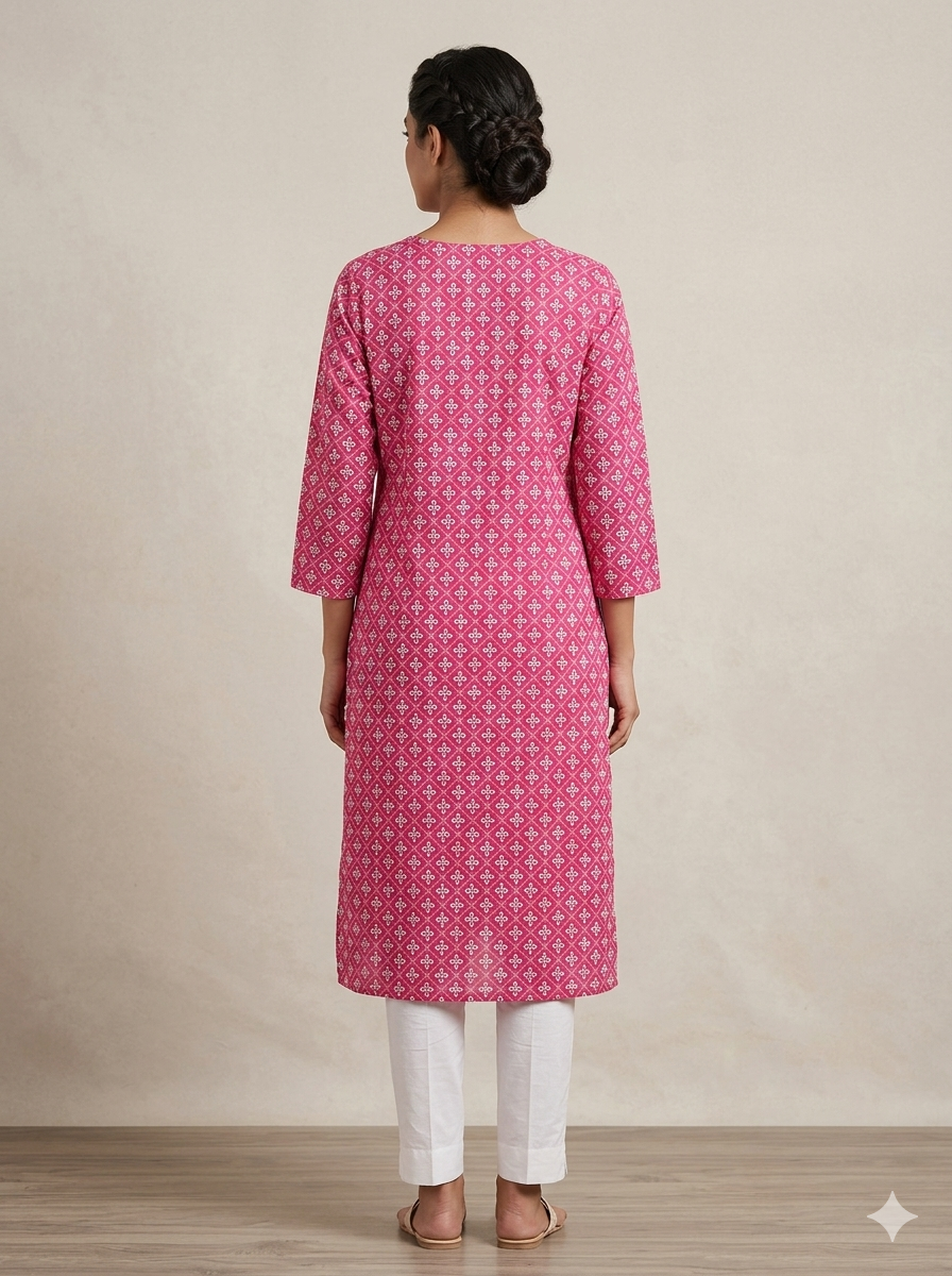 Women Printed 3/4th sleeves 100% cotton Kurti (Kurti-58)