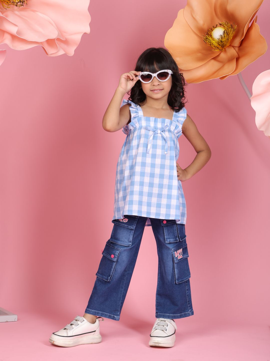 Checked Top - Blue & White