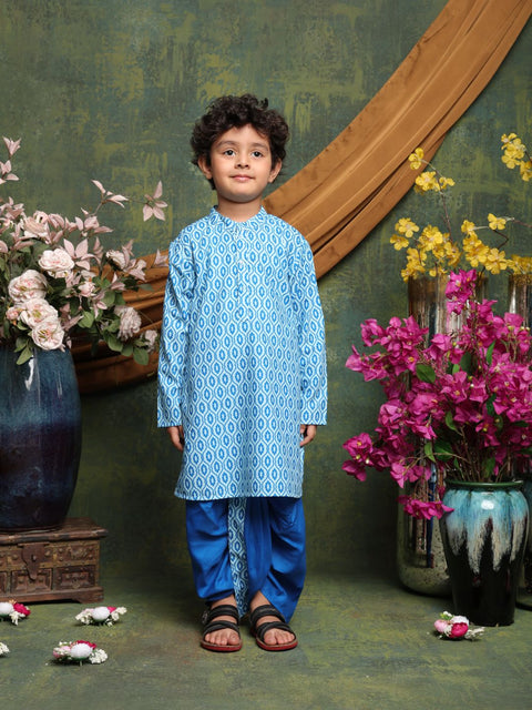 Saka Designs Boys' Blue Kurta with Dhoti Set | Traditional Ethnic Wear for Festivals