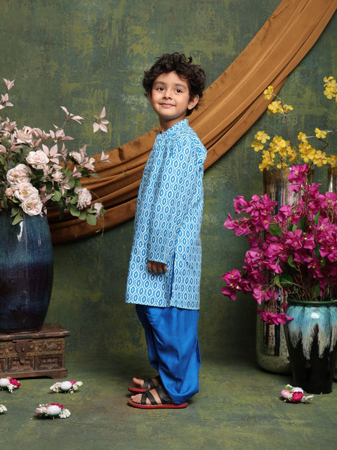 Saka Designs Boys' Blue Kurta with Dhoti Set | Traditional Ethnic Wear for Festivals