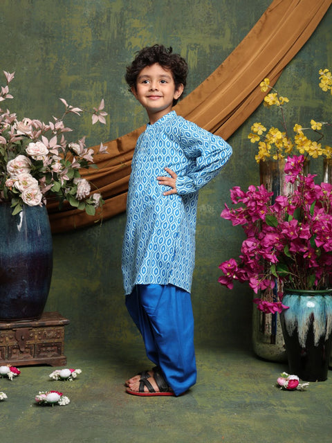 Saka Designs Boys' Blue Kurta with Dhoti Set | Traditional Ethnic Wear for Festivals
