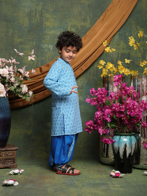 Saka Designs Boys' Blue Kurta with Dhoti Set | Traditional Ethnic Wear for Festivals