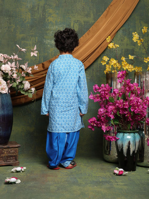 Saka Designs Boys' Blue Kurta with Dhoti Set | Traditional Ethnic Wear for Festivals
