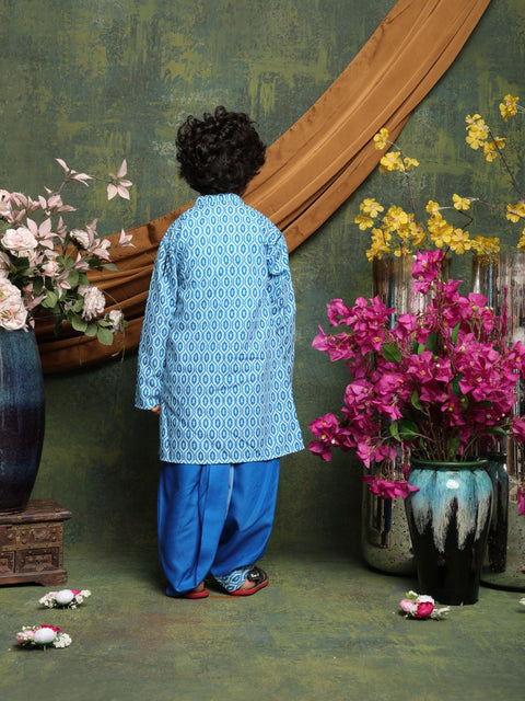 Saka Designs Boys' Blue Kurta with Dhoti Set | Traditional Ethnic Wear for Festivals