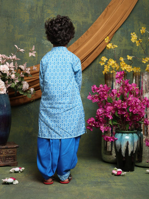Saka Designs Boys' Blue Kurta with Dhoti Set | Traditional Ethnic Wear for Festivals