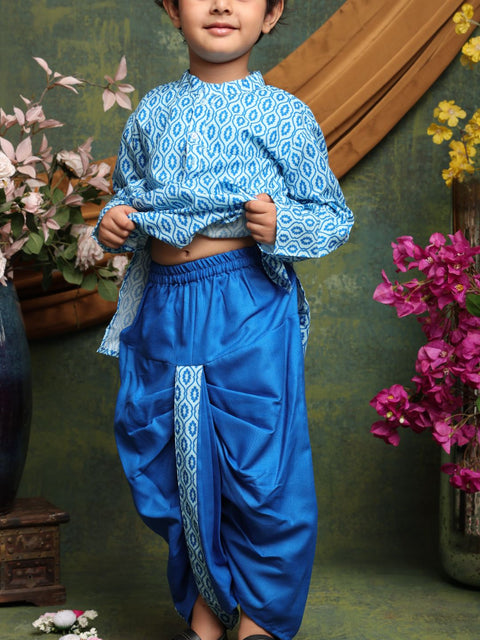Saka Designs Boys' Blue Kurta with Dhoti Set | Traditional Ethnic Wear for Festivals