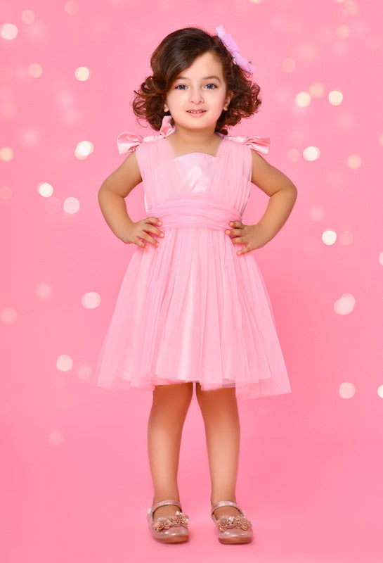 Saka Designs Pink Girl's Above Knee Dress