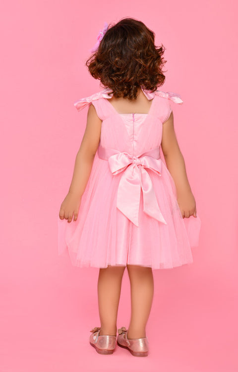 Saka Designs Pink Girl's Above Knee Dress