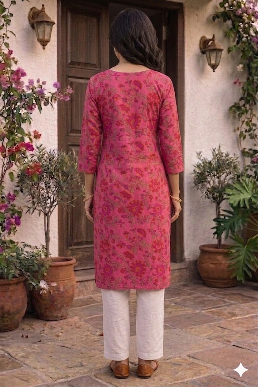 Women 100% Cotton 3/4th sleeves Printed Kurti (Kurti-67)
