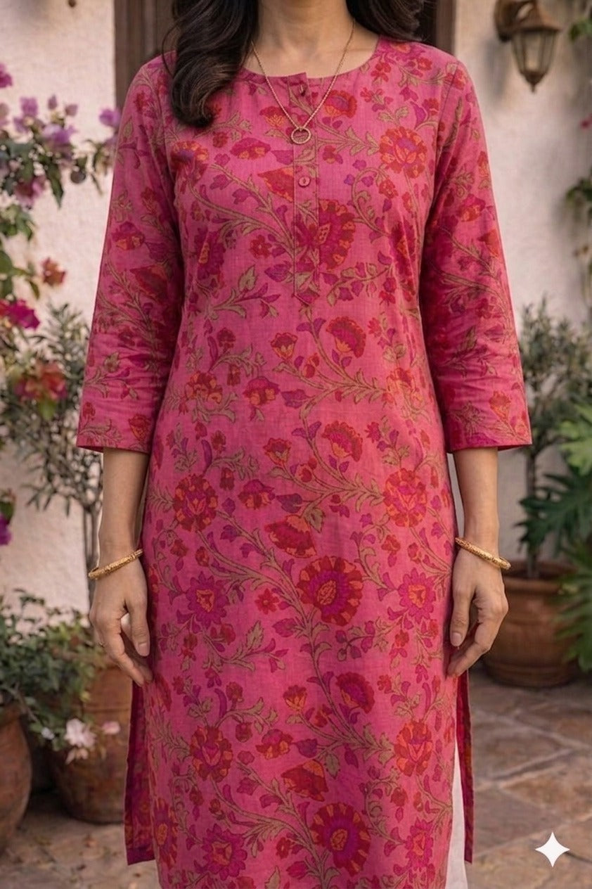 Women 100% Cotton 3/4th sleeves Printed Kurti (Kurti-67)
