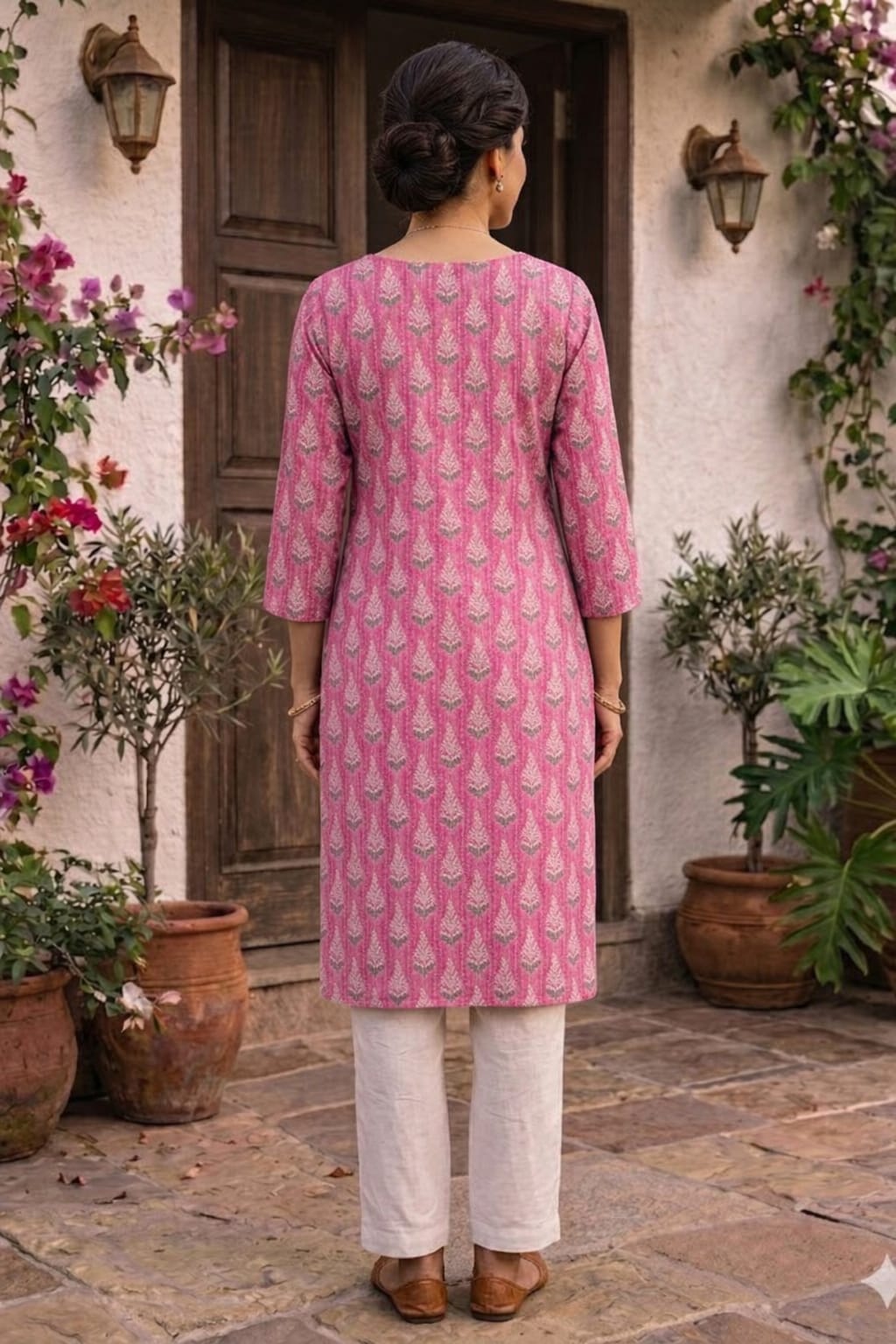 Women 100% Cotton 3/4th sleeves Printed Kurti (Kurti-68)