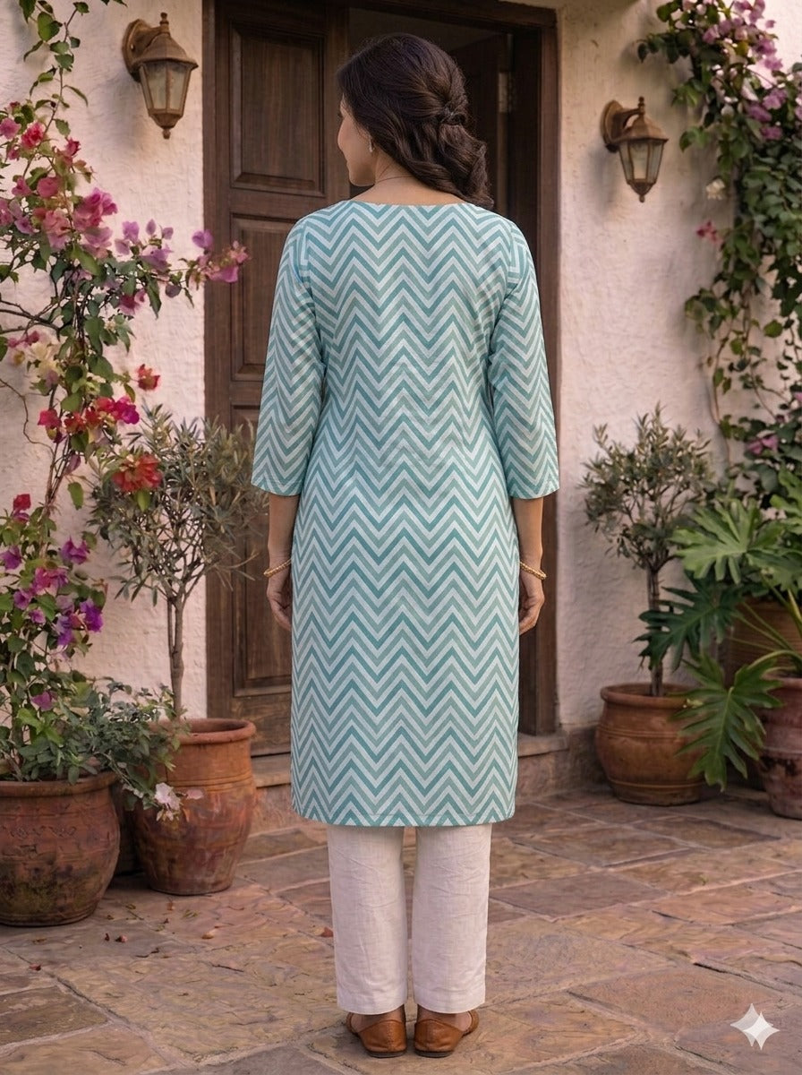Women 100% Cotton 3/4th sleeves Printed Kurti (Kurti-74)