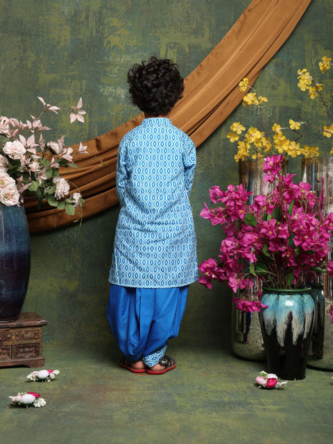 Saka Designs Boys' Blue Kurta with Dhoti Set | Traditional Ethnic Wear for Festivals
